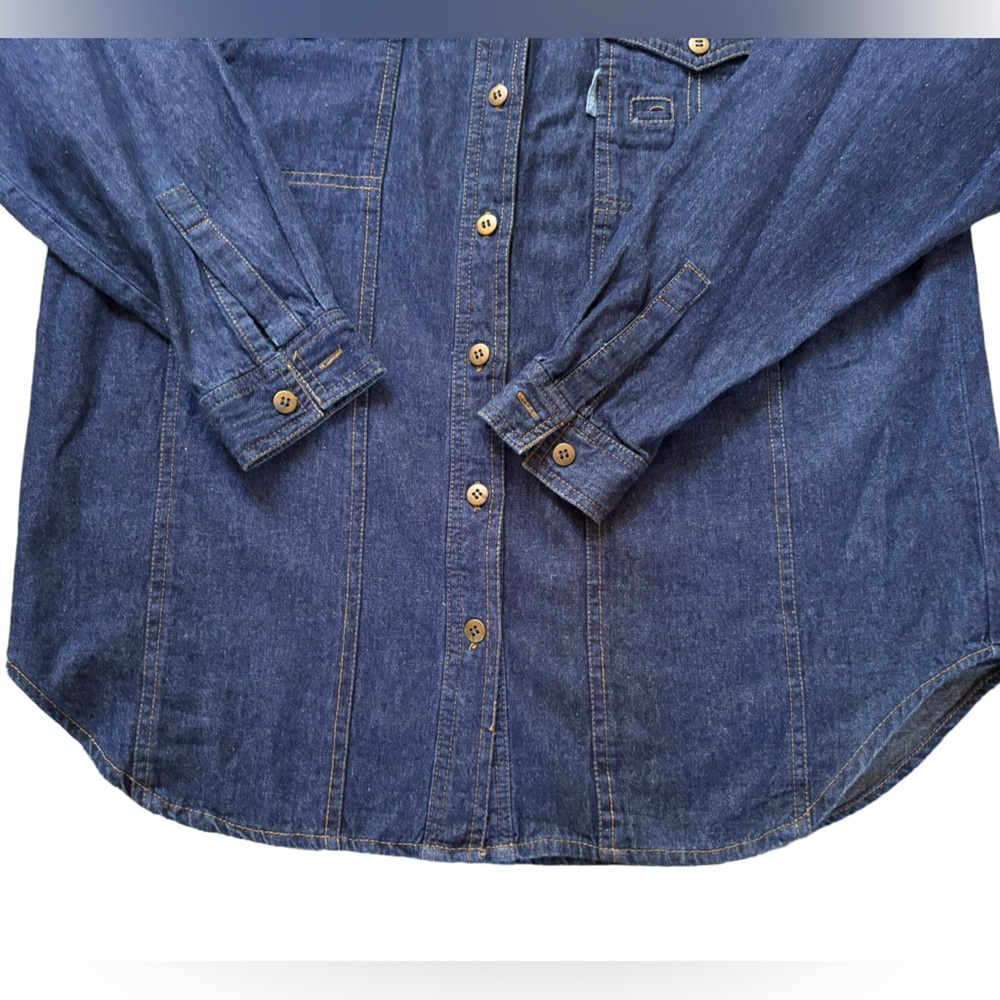 Blue Embellished Denim Western Button Down Cowgirl Shirt Women’s Size S - Picture 8 of 10